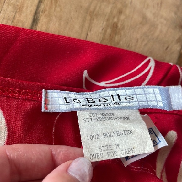 Vintage Red Floral Midi Dress Medium y2k 90s - Picture 5 of 7